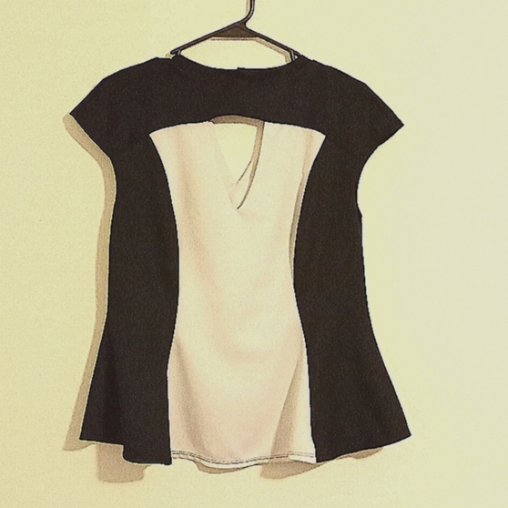 BRAT STAR Black/White high low sleeveless top 1X